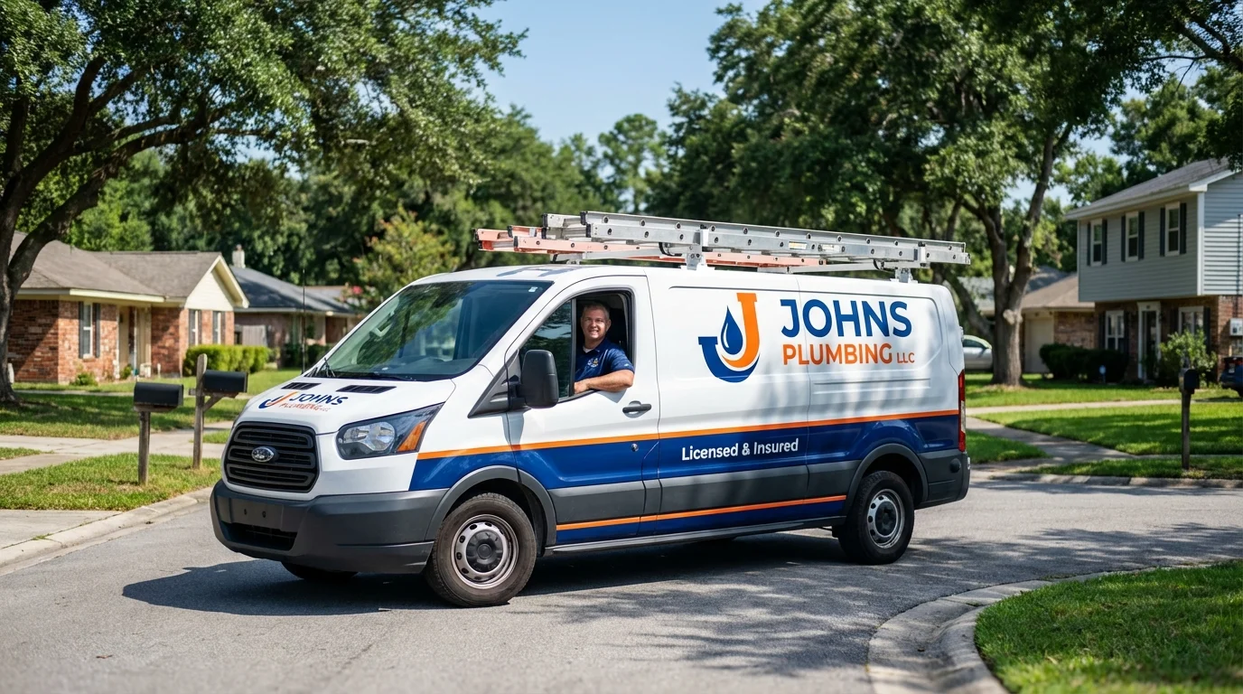 Johns Plumbing LLC service van in Chittenden, VT